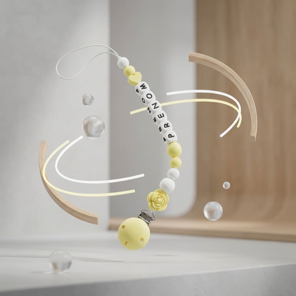 Attache tetine pour votre b&eacute;b&eacute; jaune